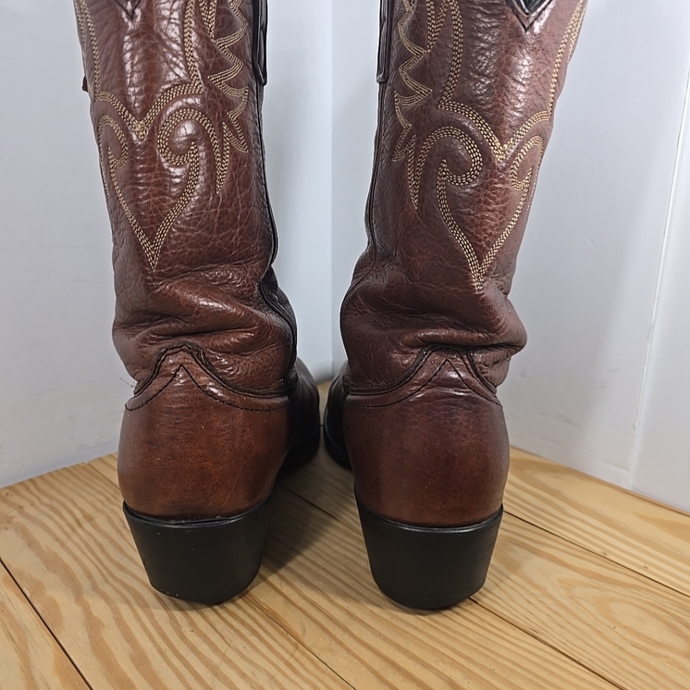 Mens Dingo Brown Leather Cowboy Boots Size 8D - Picture 6 of 10